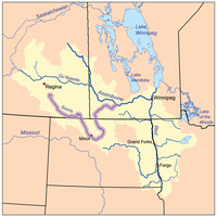 The Red River drainage basin,
with the Souris River highlighted Sourisrivermap.png