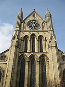 Ventanas lanceoladas del gótico inglés temprano. Crucero sur de Beverley Minster, East Riding de Yorkshire, Inglaterra