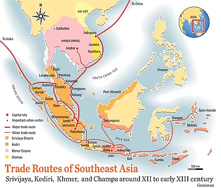 Trade routes in Southeast Asia during Quanzhou's heyday.