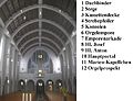 Legende des Innenraums der St. Fideliskirche in Stuttgart. Blick nach Osten.