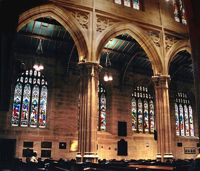 St. Andrew's Cathedral, Sydney has a cycle of 19th-century windows by Hardman of Birmingham