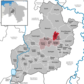 Poziția Sudwalde pe harta districtului Diepholz