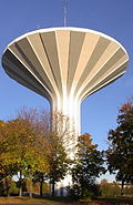 The watertower Svampen (The Mushroom). A restaurant is located at the top of the building.