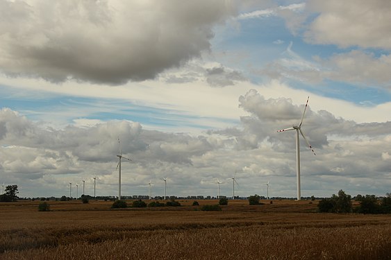 Wind farm in Szymankowo, Pomeranian Voivodeship, Poland