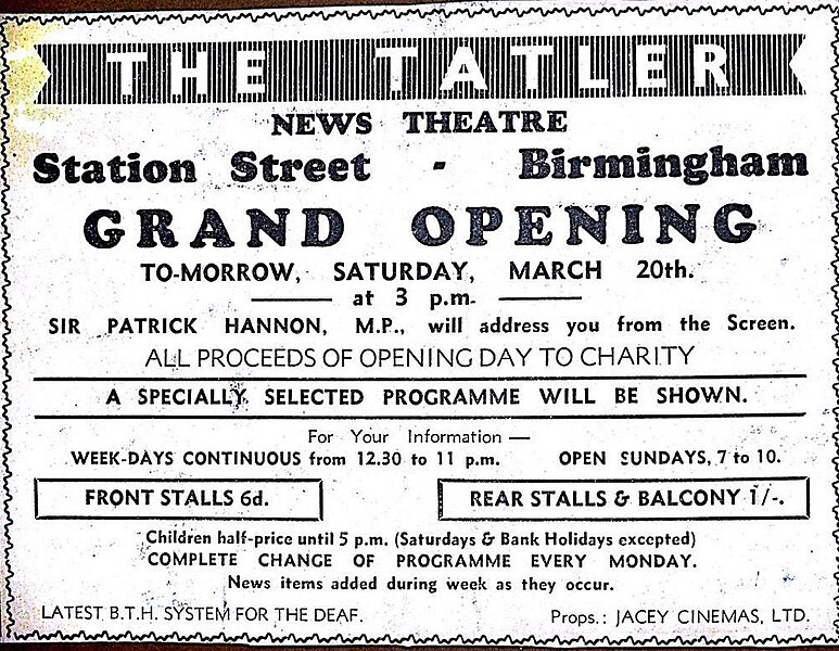 File:Tatler Cinema, Birmingham - opening notice - 1937-03-19.jpg