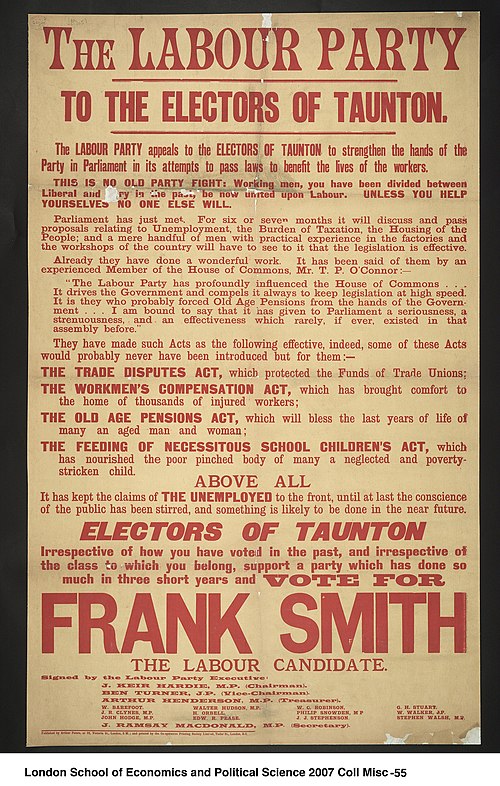 Political poster for the Labour Party during the December 1910 election