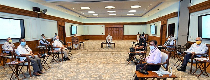 File:The Prime Minister, Shri Narendra Modi chairing a high-level meeting to review the response measures against cyclone ‘Amphan’ developing in the Bay of Bengal, in New Delhi on May 18, 2020 (2).jpg