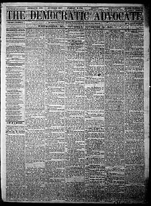 The democratic advocate 1865-11-30 inaugural issue cover page.jpg