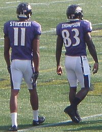 Thompson (right) and Tommy Streeter at Navy-Marine Corps Memorial Stadium in 2012. Tommy Streeter and Deonte Thompson.JPG