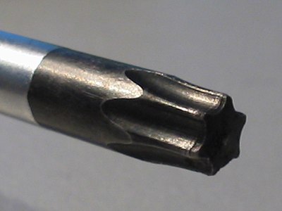 Closeup of Torx screwdriver tip