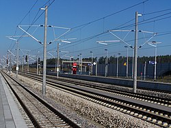 Der Bahnhof von Allersberg mit Blick Richtung Nürnberg im Februar 2007