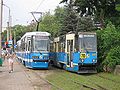 Breslau: ein Zug der Baustellenlinie 70, 2005
