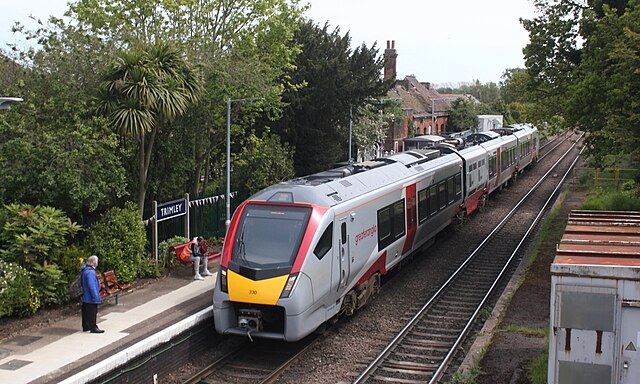 A Class 755 train bound for Ipswich
