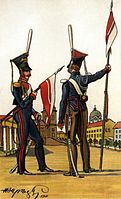 Рядовой Лейб-гвардии Уланского полка (парадная форма; слева) и рядовой Татарского уланского полка (походная форма).
