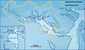 Kartta Wager Baystä Ukkusiksalikin kansallispuistossa