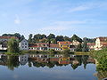 Čeština: Pohled na obec od zámku přes rybník English: View to the village from the castle oarea across the pool