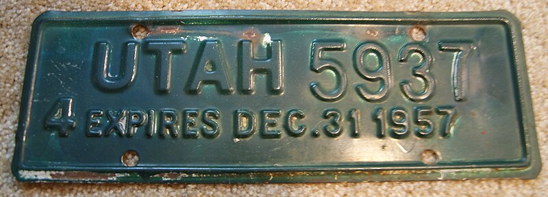 File:Utah December 1957 quarterly license plate.jpg