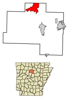 Van Buren County Arkansas beépített és be nem épített területek Dennard Highlighted 0518340.svg