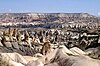 Fairy chimneys in eroded tuff at Göreme National Park, Cappadocia, Turkey