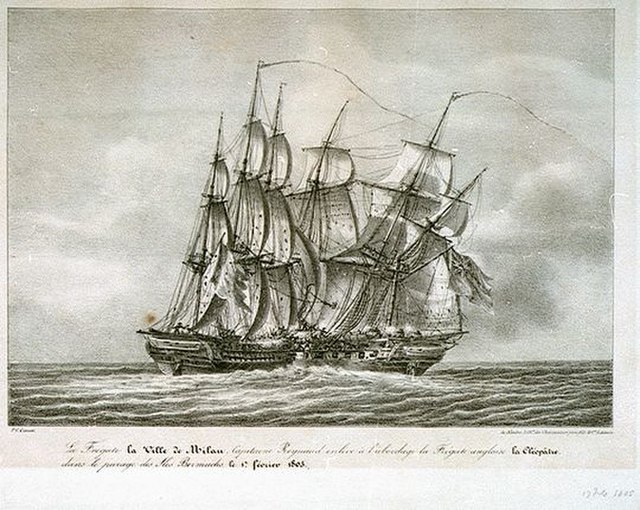 Battle between Ville de Milan and HMS Cleopatra, depicted in a contemporary print