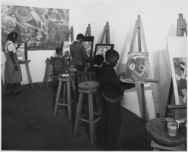 File:WPA, FAP, kids involved in painting and sculptures based upon spirituals, Jacksonville, Florida, Extension Art Gallery - NARA - 196147.tif