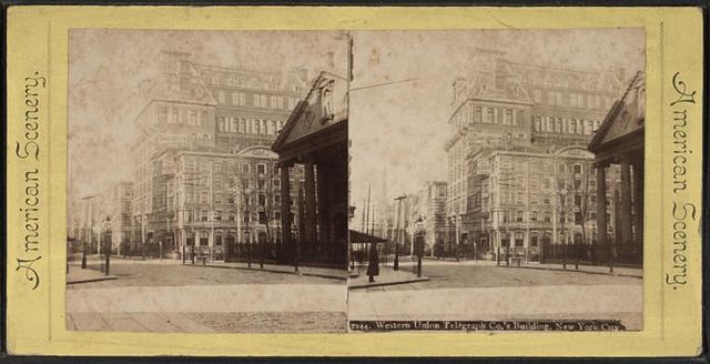 Stereoscopic view from the north; St. Paul's Chapel is at right