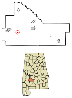 Location of Yellow Bluff in Wilcox County, Alabama.