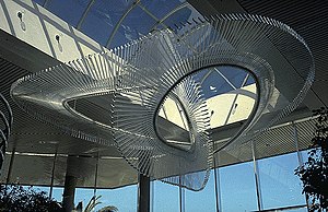 William P Reimann, 1986, Aeriel VIII, plexiglas and steel, 762x762x520 cm Tropicana Corporate Headquarters, Bradentown, FL