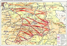 Sovětská mapa Západokarpatské operace