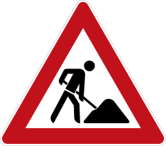 Image 1German roadworks sign. In other European countries, the signs are similar. (from Roadworks)