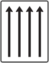 Zeichen 521-32 - Fahrstreifentafel;  Darstellung ohne Gegenverkehr - vier Fahrstreifen in Fahrtrichtung (1600x1250);  StVO 1992.svg