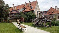 Garden of the Minorite Monastery in the town of Český Krumlov, south Bohemia, Czech Republic.}}