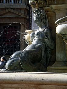 Detail with a lactating nereid. 1054 - Bologna - Fontana del Nettuno - Foto Giovanni Dall'Orto, 9-Feb-2008.jpg