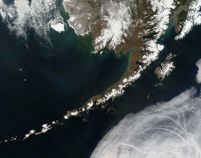 Алеутские острова и Аляска, вид с орбиты