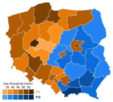 2007 Polish parliamentary election - Vote Strength.svg