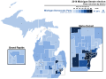 2014 Michigan State Senate election - Democratic vote share by district