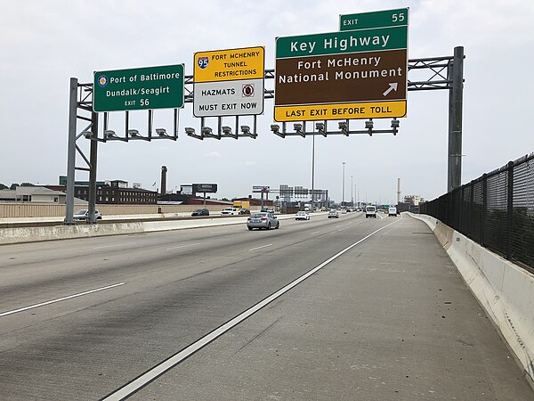 I-95 northbound at Key Highway in Baltimore