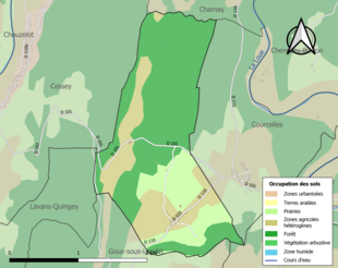 Kolorowa mapa przedstawiająca użytkowanie gruntów.