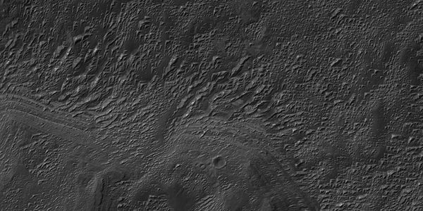 Close view of the previous image showing layers, as seen by HiRISE under HiWish program and enlarged with HiView