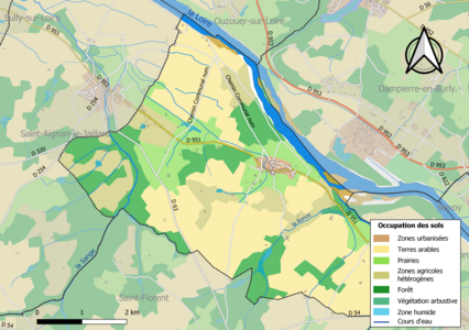 Carte des infrastructures et de l'occupation des sols de la commune en 2018 (CLC).