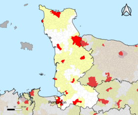 Localização da área de atração de Pontorson, no departamento de Mancha.