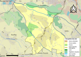 Barevná mapa znázorňující využití půdy.