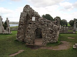 Temple Ciaran in Clonmacnoise monastery, the most likely find-spot for the crozier 984 Clonmacnoise, County Offaly.jpg