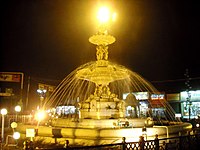 Night time view of Adam's fountain