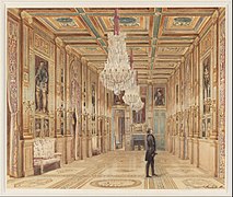 Alexandre Denuelle : Vue de la galerie au château d'Eu, 1844, collection du Cooper–Hewitt, Smithsonian Design Museum.