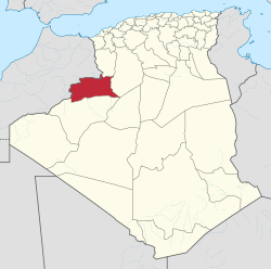 Map of Algeria highlighting Béchar