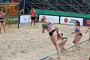 Deutsch: Beachhandball Europameisterschaften 2019 (Beach handball Euro); Tag 3: 4. Juli 2019 – Frauen, Platzierungsrunde Gruppe III, Schweiz-Nordmazedonien 2:0 (21:6, 23:20) English: Beach handball Euro; Day 3: 4 July 2019 – Women Consolation Round Group III – Switzerland-North Macedonia 2:0 (21:6, 23:20)