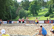 Deutsch: Beachhandball Europameisterschaften 2019 (Beach handball Euro); Tag 1: 2. Juli 2019 – Männer, Vorrunde Gruppe C, Schweiz-Ukraine 2:1 (22:23, 17:14, 9:6) English: Beach handball Euro; Day 1: 2 July 2019 – Men Preliminary Round Group C – Switzerland-Ukraine 2:1 (22:23, 17:14, 9:6)