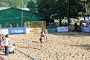 Deutsch: Beachhandball Europameisterschaften 2019 (Beach handball Euro); Tag 4: 5. Juli 2019 – Frauen, Viertelfinale, Niederlande-Griechenland 2:1 (25:12, 18:24, 7:6) English: Beach handball Euro; Day 4: 5 July 2019 – Quarter Final Women – Netherlands-Greece 2:1 (25:12, 18:24, 7:6)