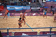 Deutsch: Beachhandball bei den Olympischen Jugendspielen 2018; Tag 5, 10. November 2018; Mädchen, Hauptrunde - Chinese Taipei (Taiwan)-Niederlande 1:2 English: Beach handball at the 2018 Summer Youth Olympics at 11 October 2018 – Girls Main Round – Chinese Taipei (Taiwan)-Netherlands 1:2